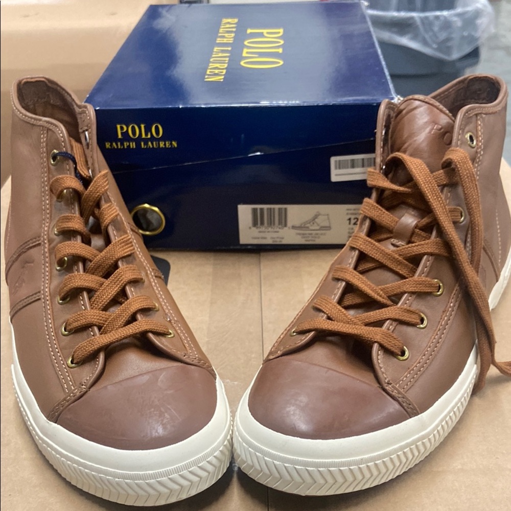 Polo by Ralph Lauren Men's Brown High-Top Sneakers